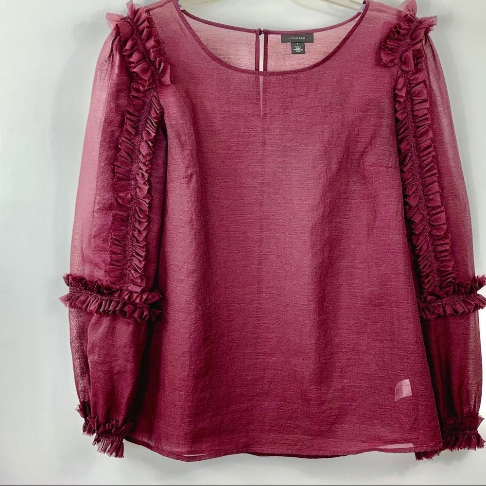 Halogen Deep Plum Sheer Blouse‎